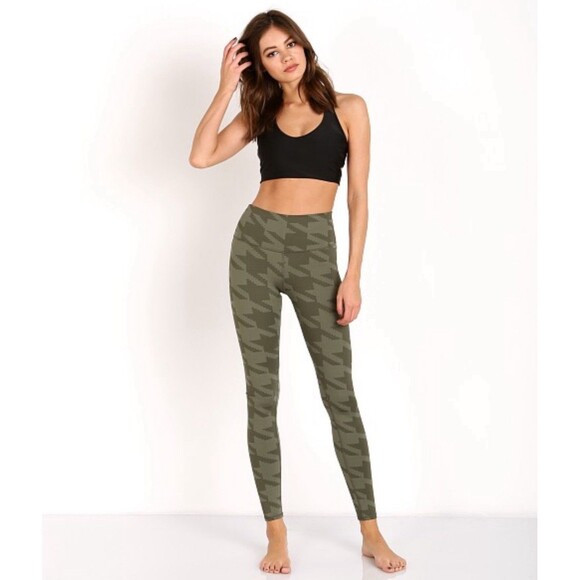 ALO Yoga High Waisted Airbrush Houndstooth Legging Jungle Green Size Small - Picture 1 of 16